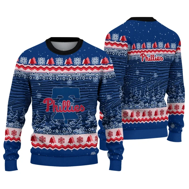 Philadelphia Phillies Tree Pattern Ugly Sweater 1