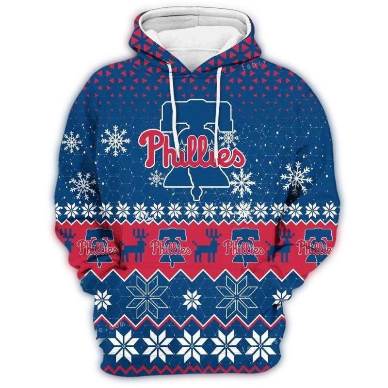 Philadelphia Phillies Christmas All-Over Print Hoodie for Fans - Image 2