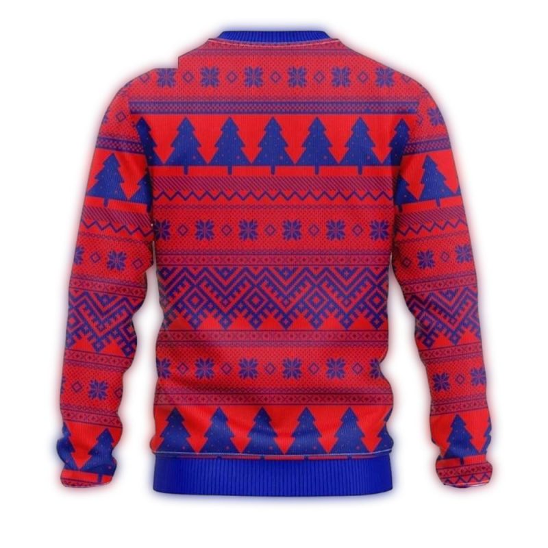 Philadelphia Phillies Christmas Ugly Sweater with Wreath Lights - Image 2