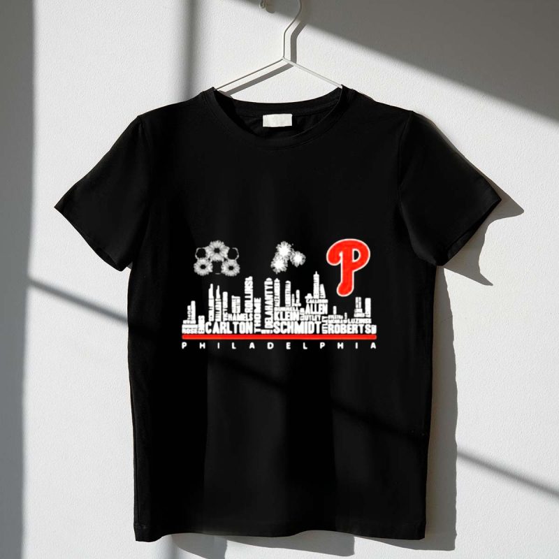 Philadelphia Phillies Skyline T-Shirt with Iconic Player Names Design