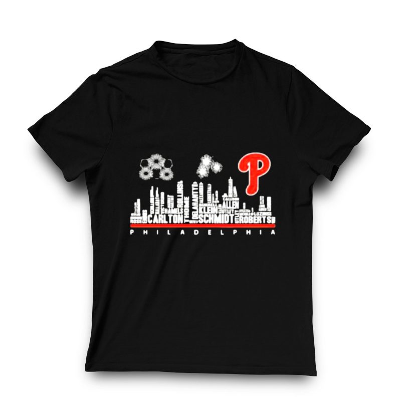 Philadelphia Phillies Skyline T-Shirt with Iconic Player Names Design - Image 3