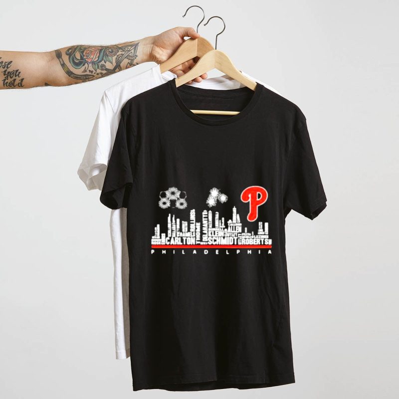 Philadelphia Phillies Skyline T-Shirt with Iconic Player Names Design - Image 4