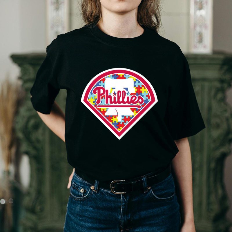 Philadelphia Phillies Autism Awareness T-Shirt for Baseball Fans - Image 2