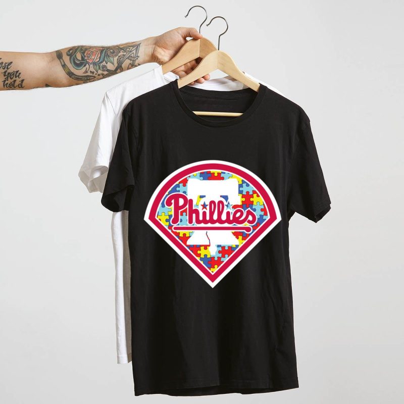 Philadelphia Phillies Autism Awareness T-Shirt for Baseball Fans - Image 4