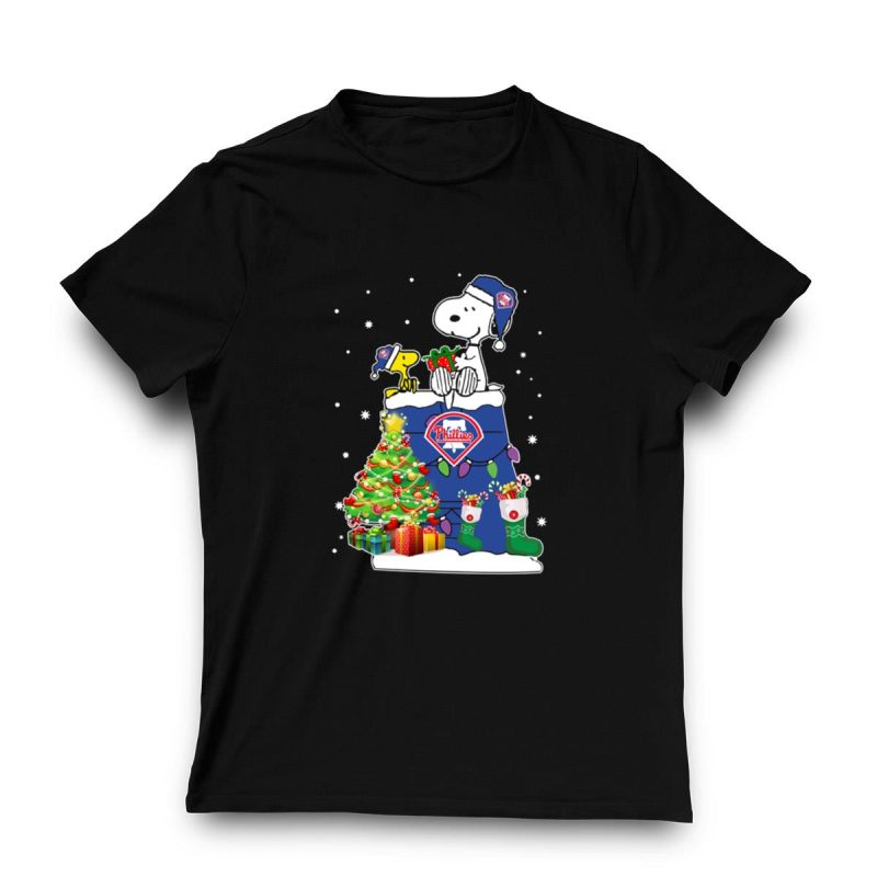 Snoopy & Woodstock Christmas T-Shirt for Philadelphia Phillies Fans - Image 3