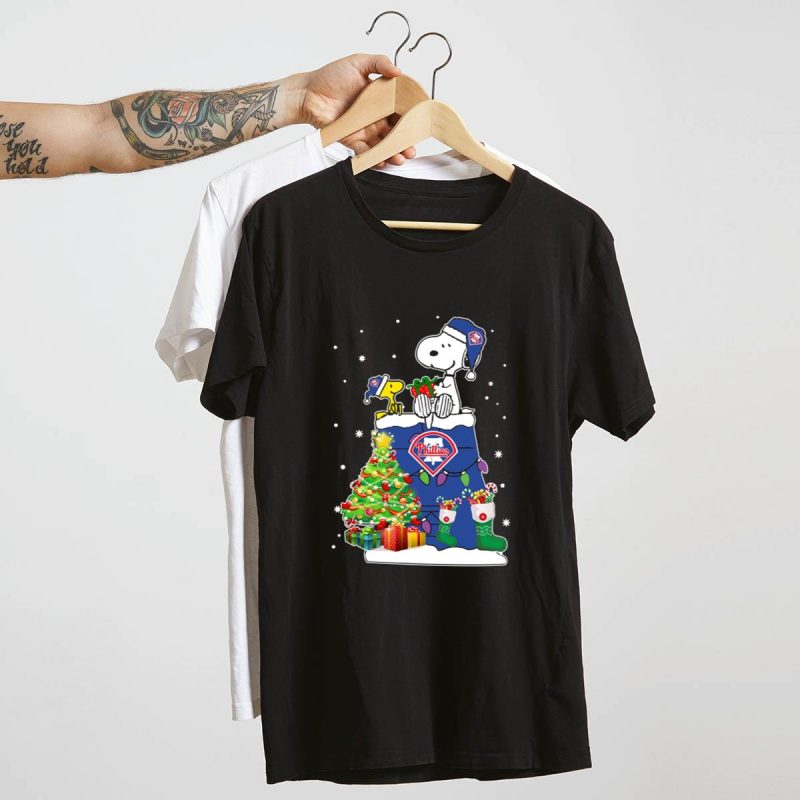 Snoopy & Woodstock Christmas T-Shirt for Philadelphia Phillies Fans - Image 4