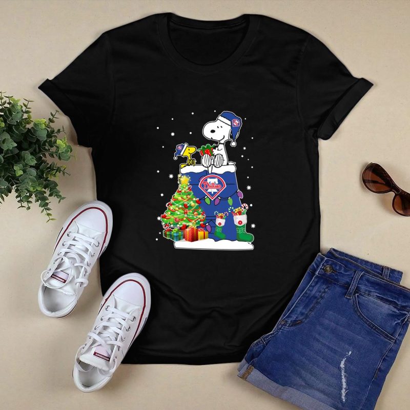 Snoopy & Woodstock Christmas T-Shirt for Philadelphia Phillies Fans - Image 5
