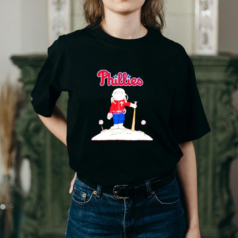 Phillies Astronaut Baseball Moon Adventure T-Shirt for True Fans - Image 2