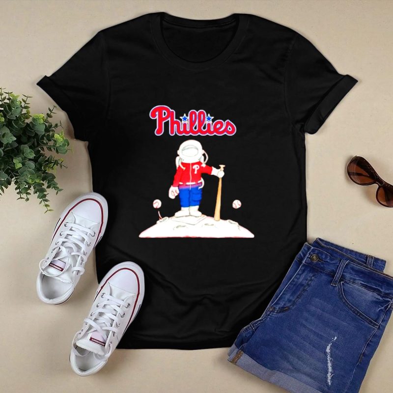 Phillies Astronaut Baseball Moon Adventure T-Shirt for True Fans - Image 5