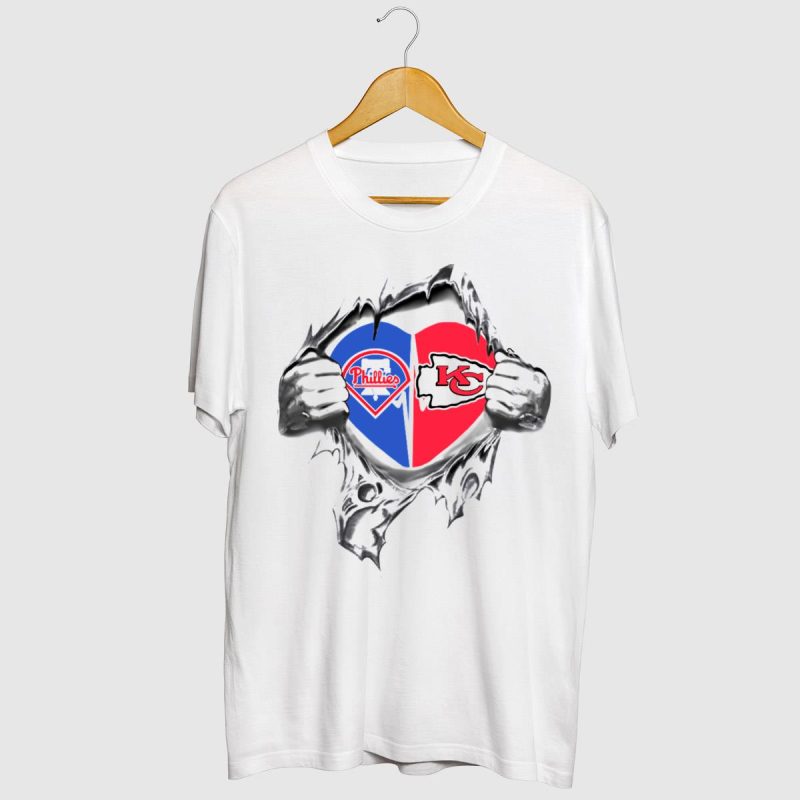 Phillies Chiefs Heart Fan Spirit T-Shirt for Sports Lovers - Image 2