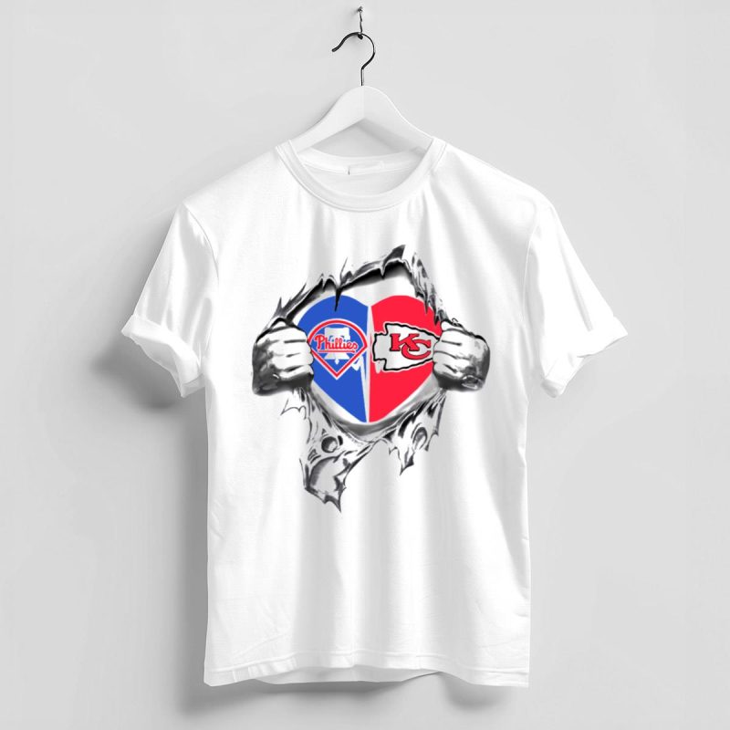 Phillies Chiefs Heart Fan Spirit T-Shirt for Sports Lovers - Image 4