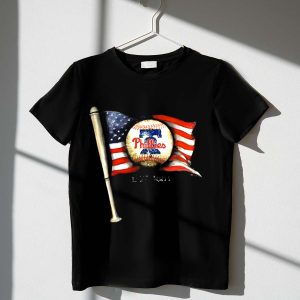 Philadelphia Phillies Est 1883 American Flag Baseball Bat T-Shirt for Fans
