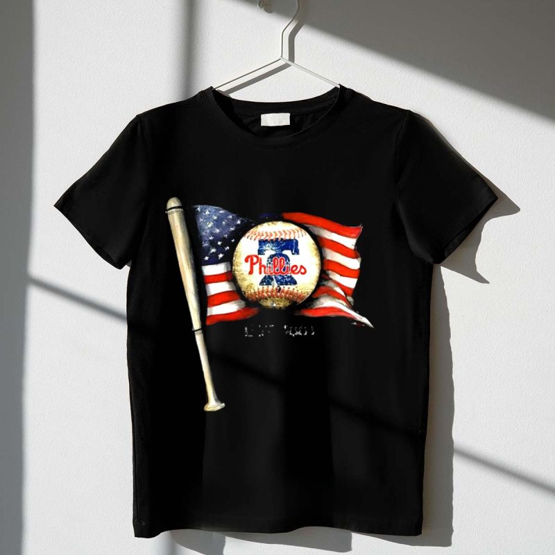 Philadelphia Phillies Est 1883 American Flag Baseball Bat T-Shirt for Fans
