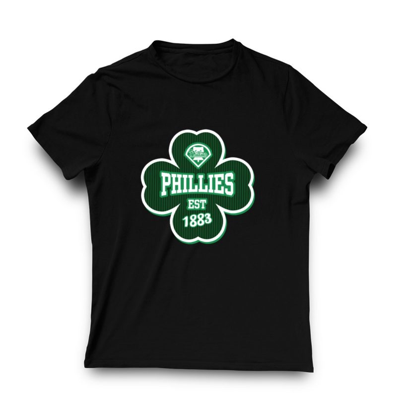 Philadelphia Phillies St Patrick's Day Clover Logo T-Shirt - Since 1883 - Image 3