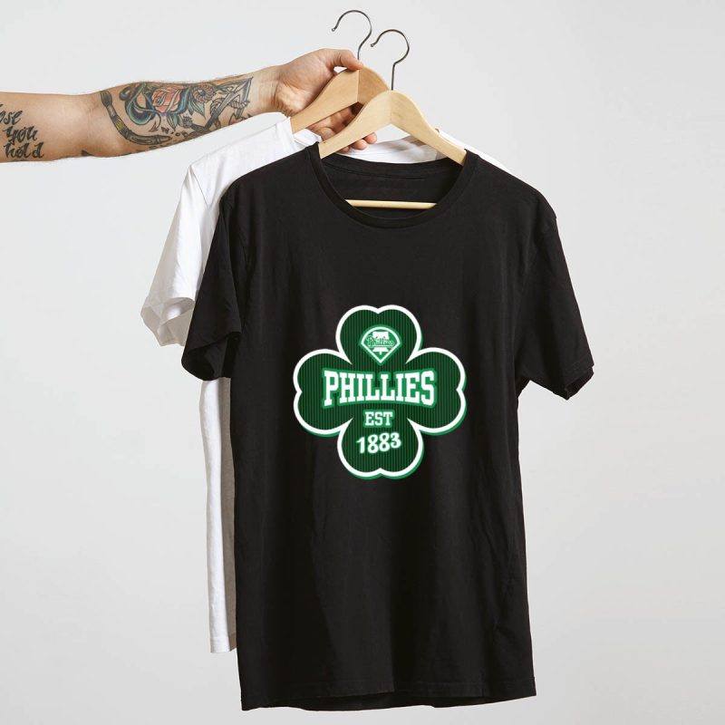 Philadelphia Phillies St Patrick's Day Clover Logo T-Shirt - Since 1883 - Image 4