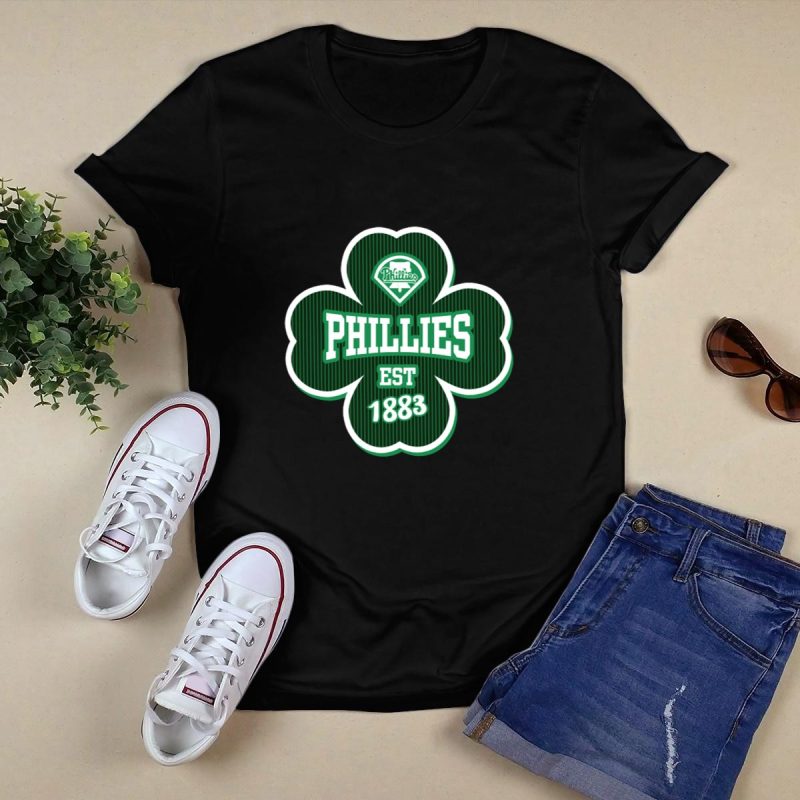 Philadelphia Phillies St Patrick's Day Clover Logo T-Shirt - Since 1883 - Image 5