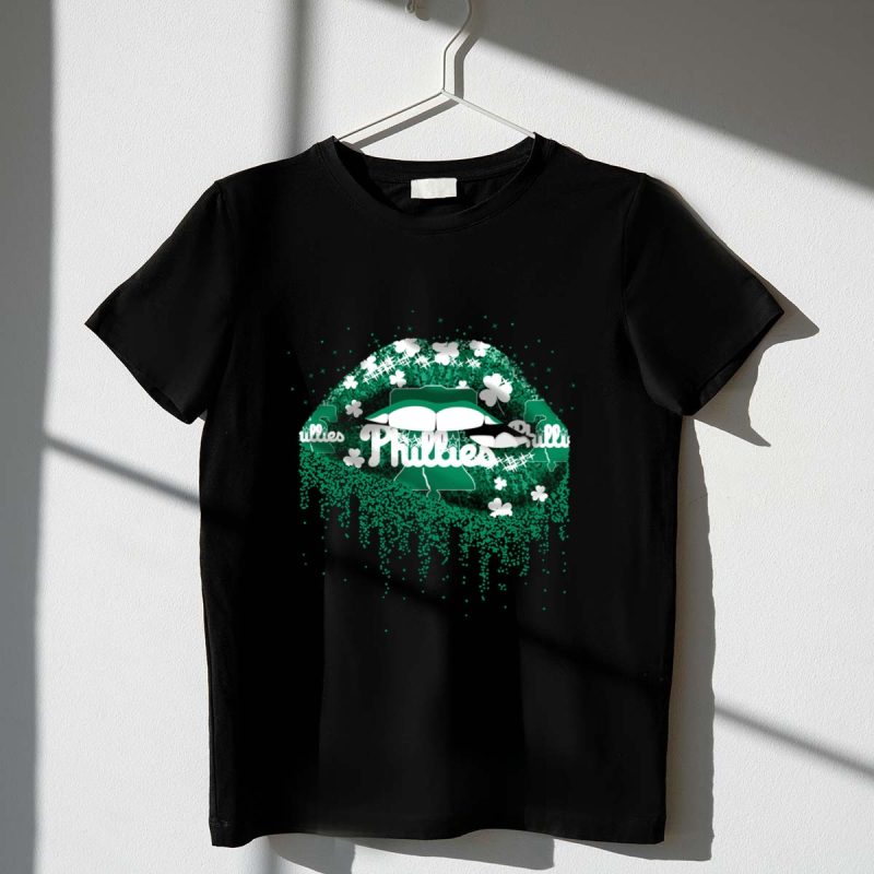 Sparkling Shamrock Phillies Green Clover Pattern T-Shirt for Fans