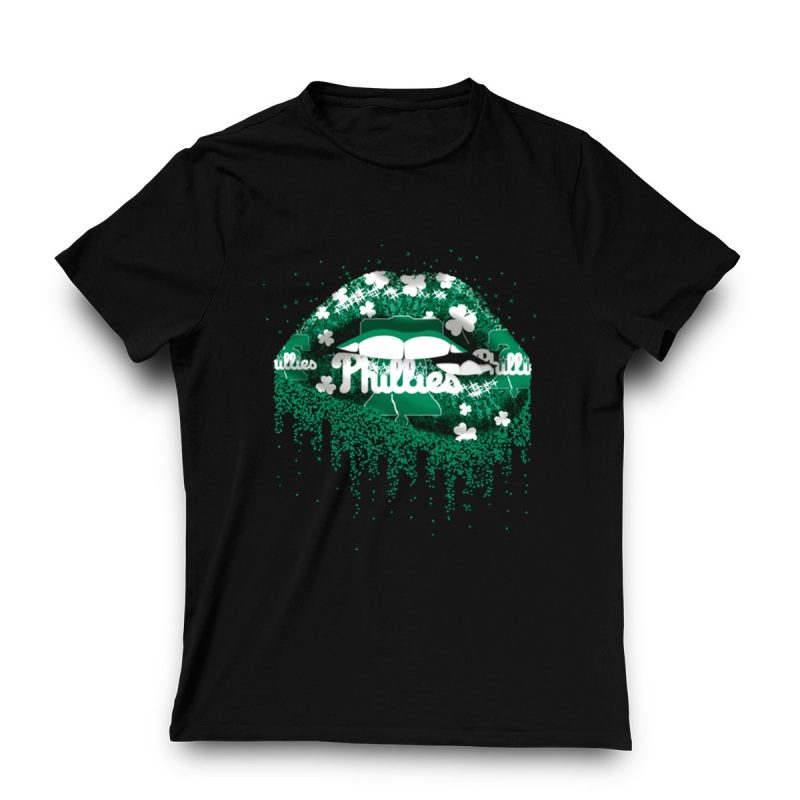 Sparkling Shamrock Phillies Green Clover Pattern T-Shirt for Fans - Image 3