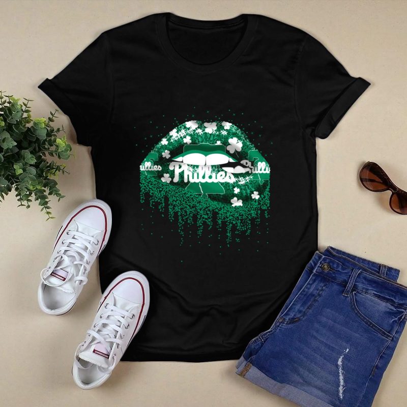 Sparkling Shamrock Phillies Green Clover Pattern T-Shirt for Fans - Image 5