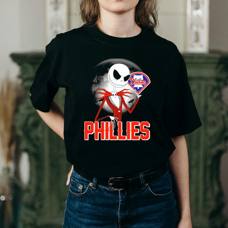 Phillies Jack Skellington Halloween T-Shirt – Spooky Crossover Style - Image 2