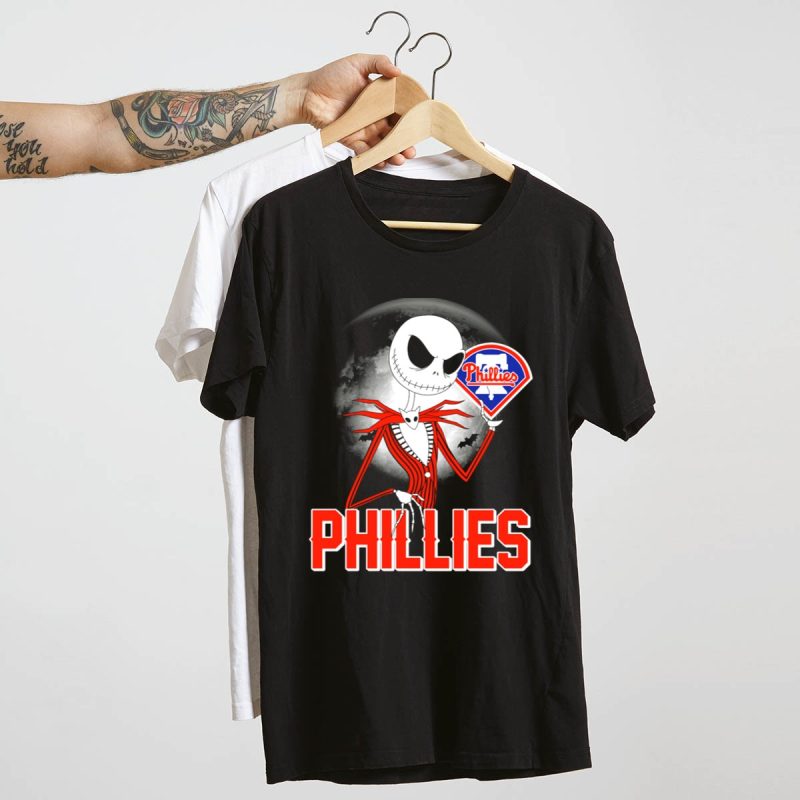 Phillies Jack Skellington Halloween T-Shirt – Spooky Crossover Style - Image 4