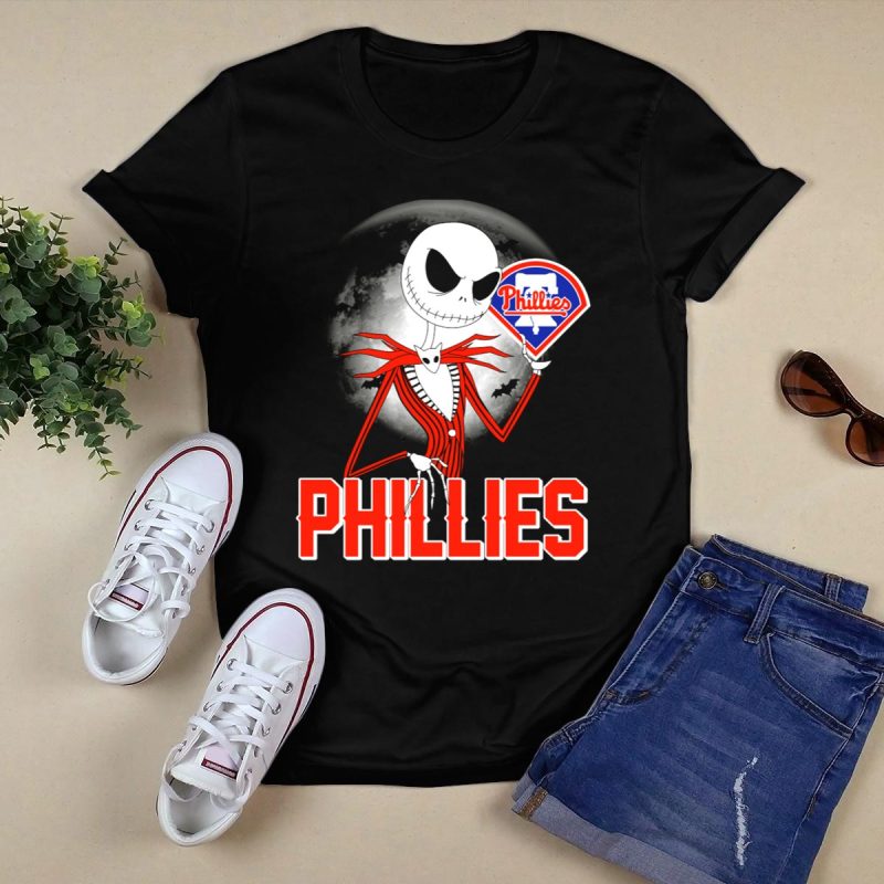 Phillies Jack Skellington Halloween T-Shirt – Spooky Crossover Style - Image 5