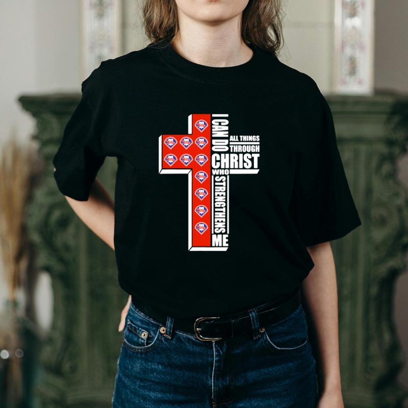Phillies Cross T-Shirt: Inspirational 'I Can Do All Things' Design - Image 2