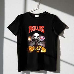 Jack Skellington Halloween T-Shirt with Pumpkins & Phillies Baseball Design