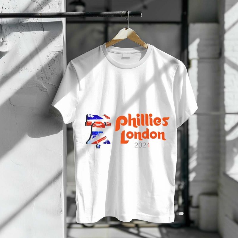 Phillies London 2024 Union Jack Graphic T-Shirt for Baseball Fans - Image 3