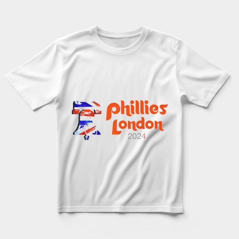 Phillies London 2024 Union Jack Graphic T-Shirt for Baseball Fans - Image 5