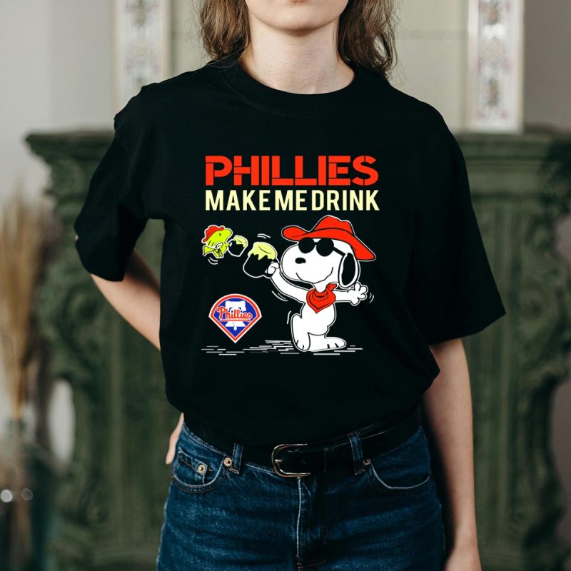 Phillies Make Me Drink Snoopy T-Shirt | Perfect for Philadelphia Fans - Image 2