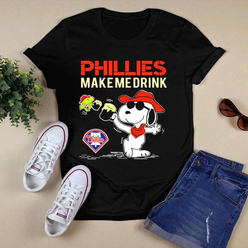 Phillies Make Me Drink Snoopy T-Shirt | Perfect for Philadelphia Fans - Image 5