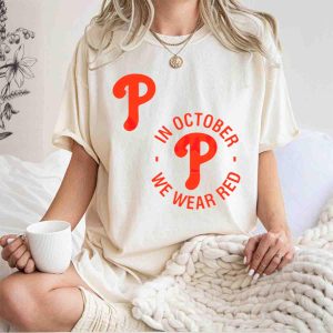 October Red Phillies P Logo T-Shirt - Ideal Game Day Wear for Fans