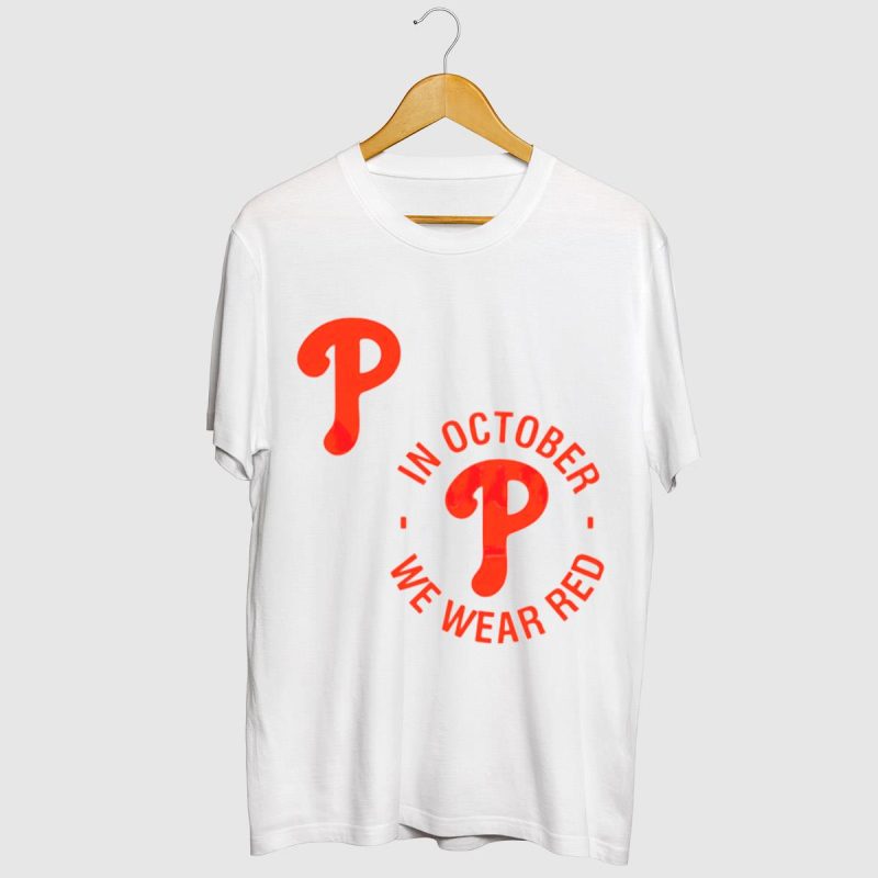 October Red Phillies P Logo T-Shirt - Ideal Game Day Wear for Fans - Image 2