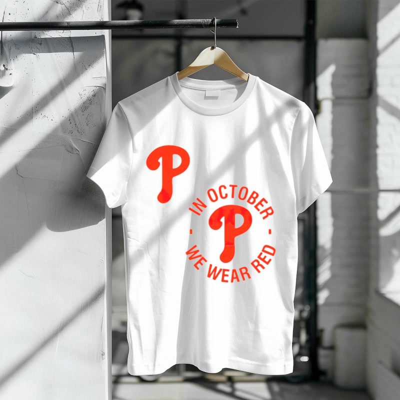 October Red Phillies P Logo T-Shirt - Ideal Game Day Wear for Fans - Image 3