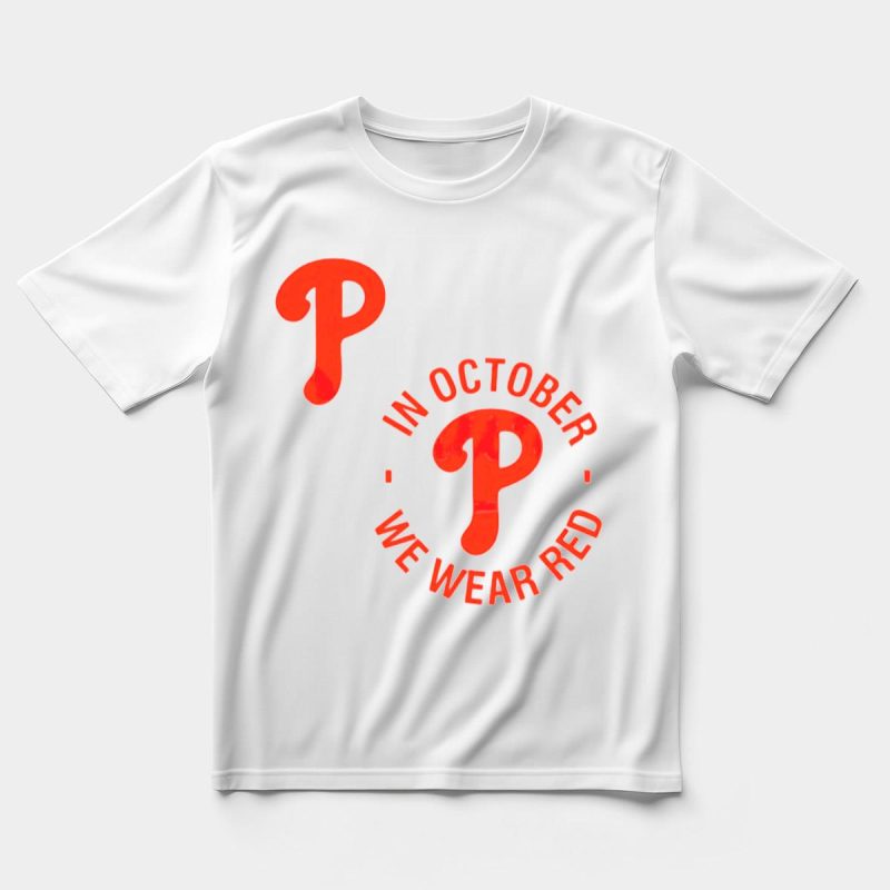 October Red Phillies P Logo T-Shirt - Ideal Game Day Wear for Fans - Image 5