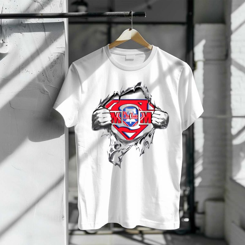 Phillies Superman Logo Torn Open T-Shirt - Trendy Fan Gear for Supporters - Image 3