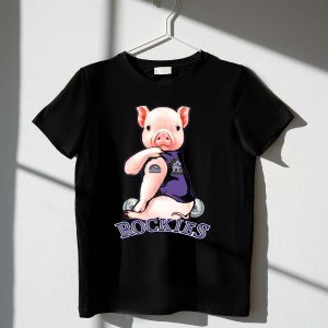 Colorado Rockies T-Shirt: Pig In Jersey Design With Baseballs