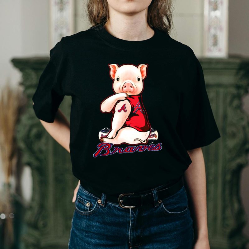 Atlanta Braves Pig Jersey T-Shirt With Baseballs Design For Fans - Image 2