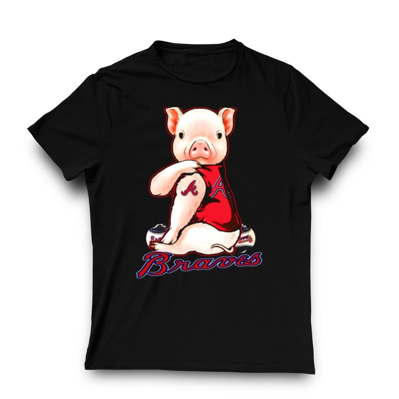 Atlanta Braves Pig Jersey T-Shirt With Baseballs Design For Fans - Image 3
