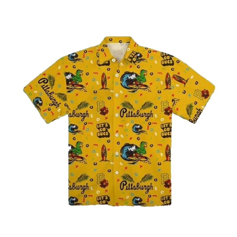 Pittsburgh Pirates Let's Go Bucs Graphic Aloha Hawaiian Shirt - Unisex - Image 2