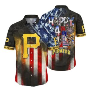 Pittsburgh Pirates 4th of July Graphic Aloha Shirt for Men and Women