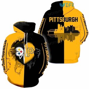 Pittsburgh Pirates & Steelers Skyline Heartbeat Graphic Unisex Hoodie
