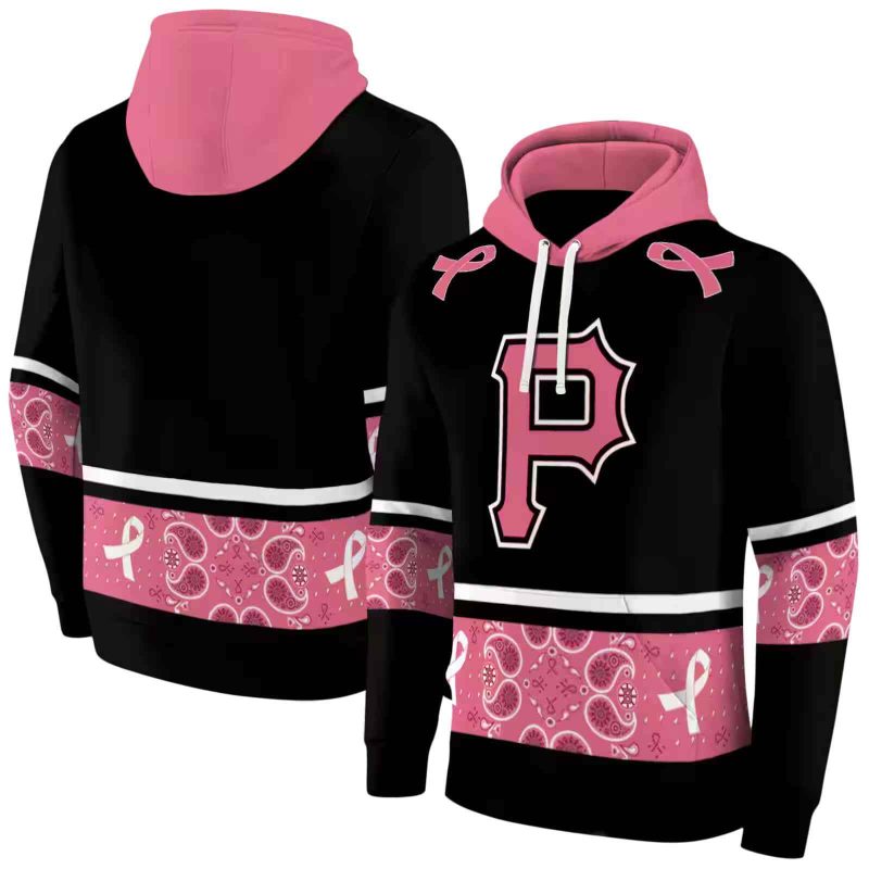 Pittsburgh Pirates Awareness Ribbon Black Pink AOP Hoodie 1