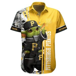Pittsburgh Pirates Baby Yoda Graphic Aloha Shirt for Men and Women