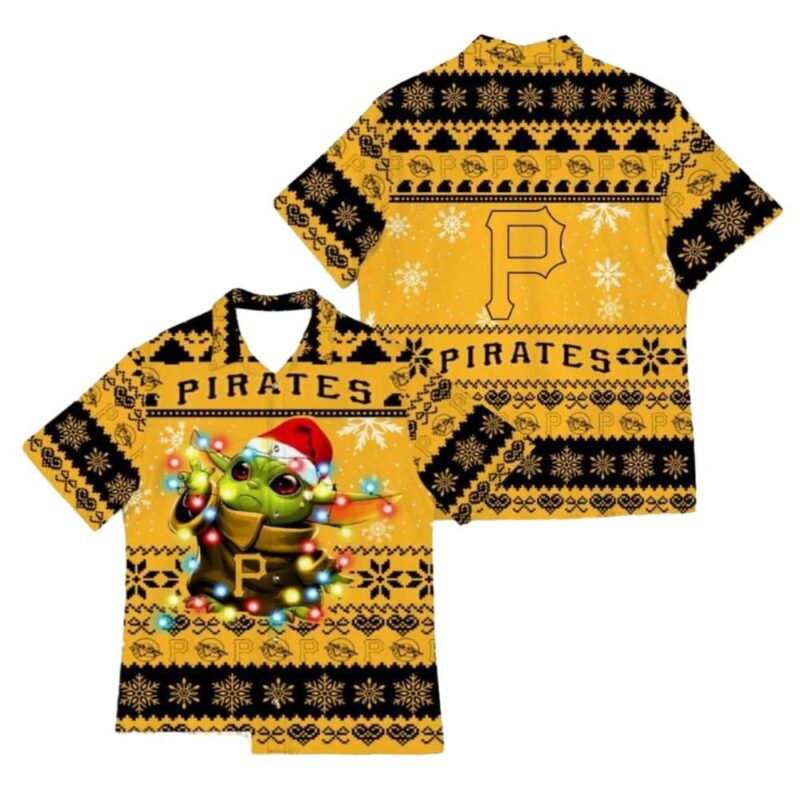 Pittsburgh Pirates Baby Yoda Graphic Aloha Shirt for Men and Women