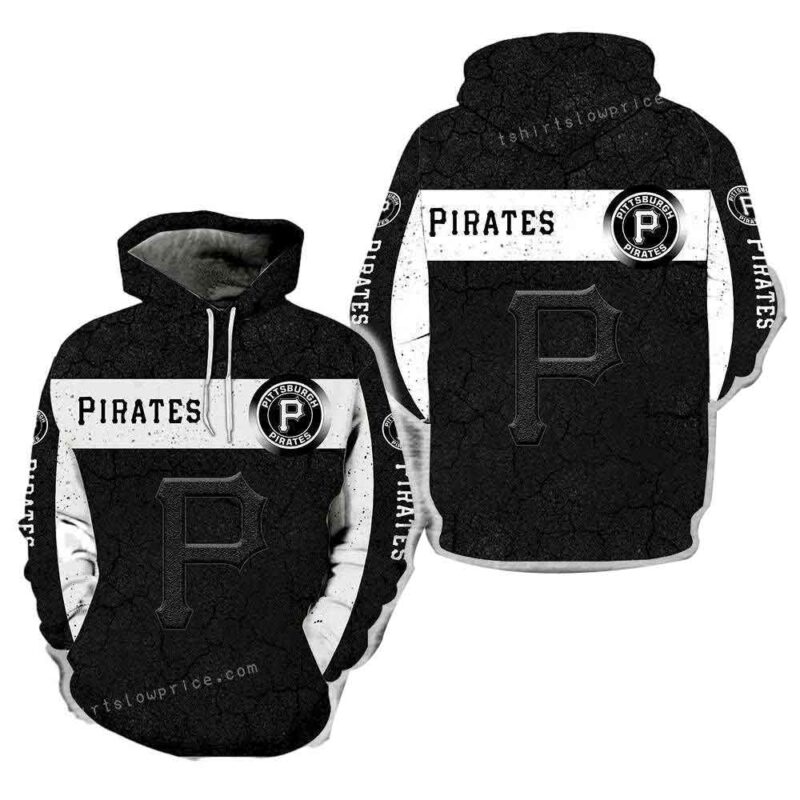 Pittsburgh Pirates Unisex Black and White Graphic Print Hoodie