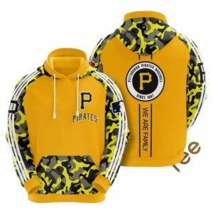 Pittsburgh Pirates Camo Yellow Graphic Printed Unisex Hoodie