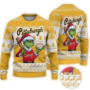 Pittsburgh Pirates Grinch Santa Ugly Christmas Sweater for Fans