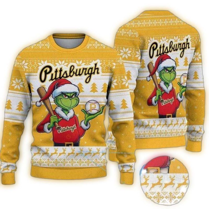Pittsburgh Pirates Grinch Santa Ugly Christmas Sweater for Fans
